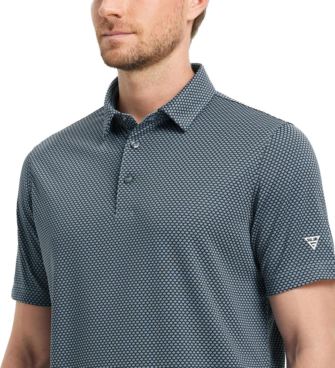 M MAELREG Golf Shirts for Men Moisture Wicking Jacquard Breathable Performance Dry Fit Collared Mens Polo Shirts Short Sleeve