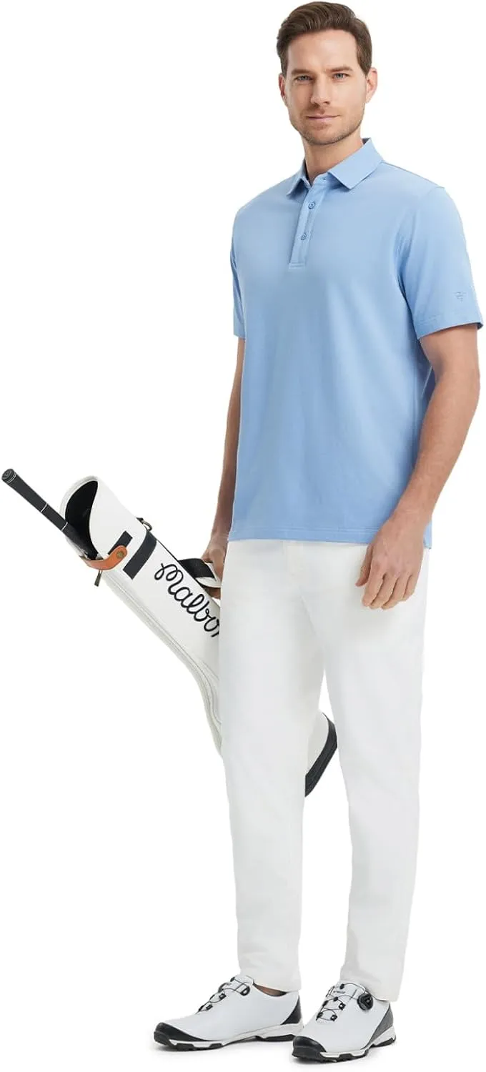 M MAELREG Golf Shirts for Men Pique Solid Performance Moisture Wicking Lightweight Collared Mens Polo Shirts Short Sleeve
