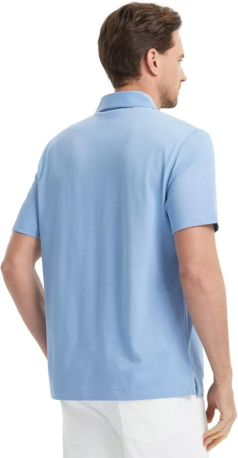 M MAELREG Golf Shirts for Men Pique Solid Performance Moisture Wicking Lightweight Collared Mens Polo Shirts Short Sleeve