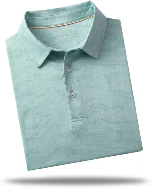 M MAELREG Golf Shirts for Men Short Sleeve Heather Jacquard Textured Stretch Moisture Wicking Performance Mens Polo Shirts