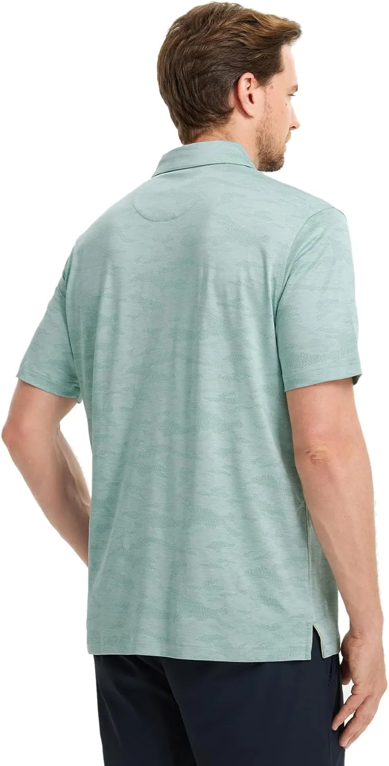 M MAELREG Golf Shirts for Men Short Sleeve Heather Jacquard Textured Stretch Moisture Wicking Performance Mens Polo Shirts