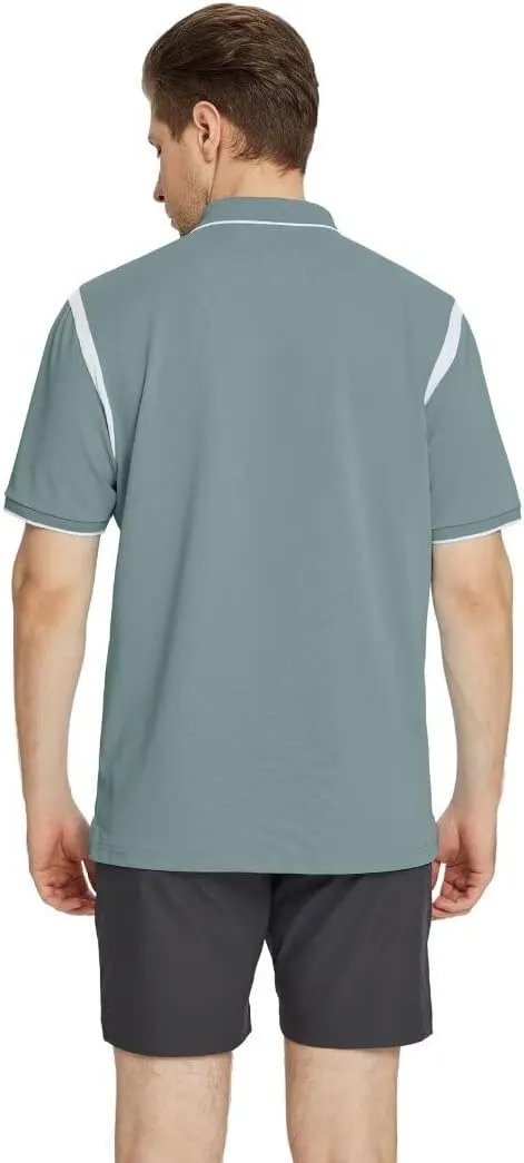 M MAELREG Polo Shirts for Men Short Sleeve Casual Dry Fit Lightweight Performance Moisture Wicking Zipper Mens Golf Shirts