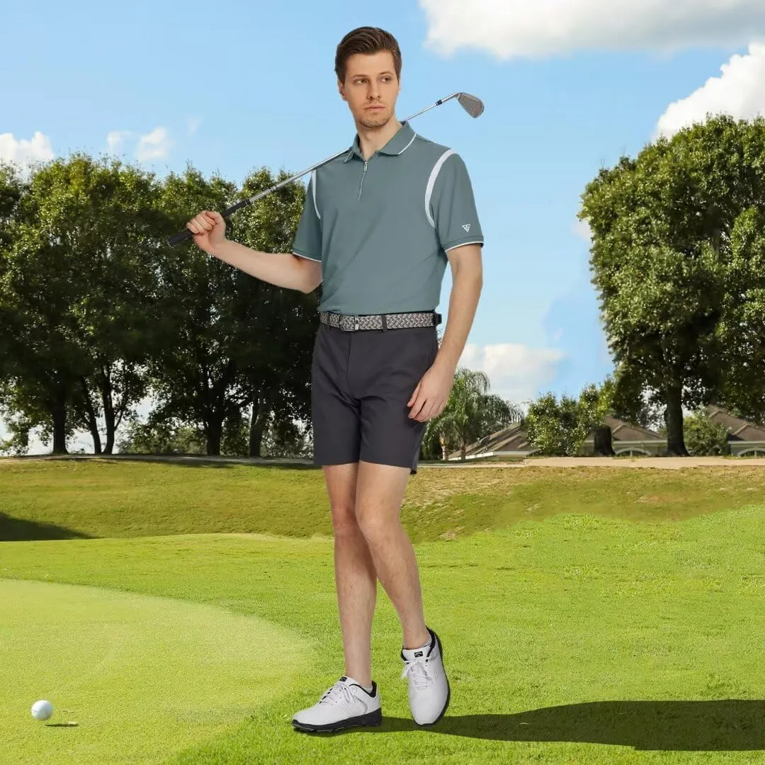 M MAELREG Polo Shirts for Men Short Sleeve Casual Dry Fit Lightweight Performance Moisture Wicking Zipper Mens Golf Shirts