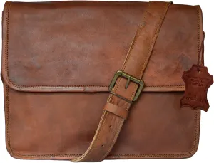 Madosh, Mens Brown Laptop Shoulder Bag Vintage Briefcase Bag Business Messenger Genuine Leather Crossbody Bags