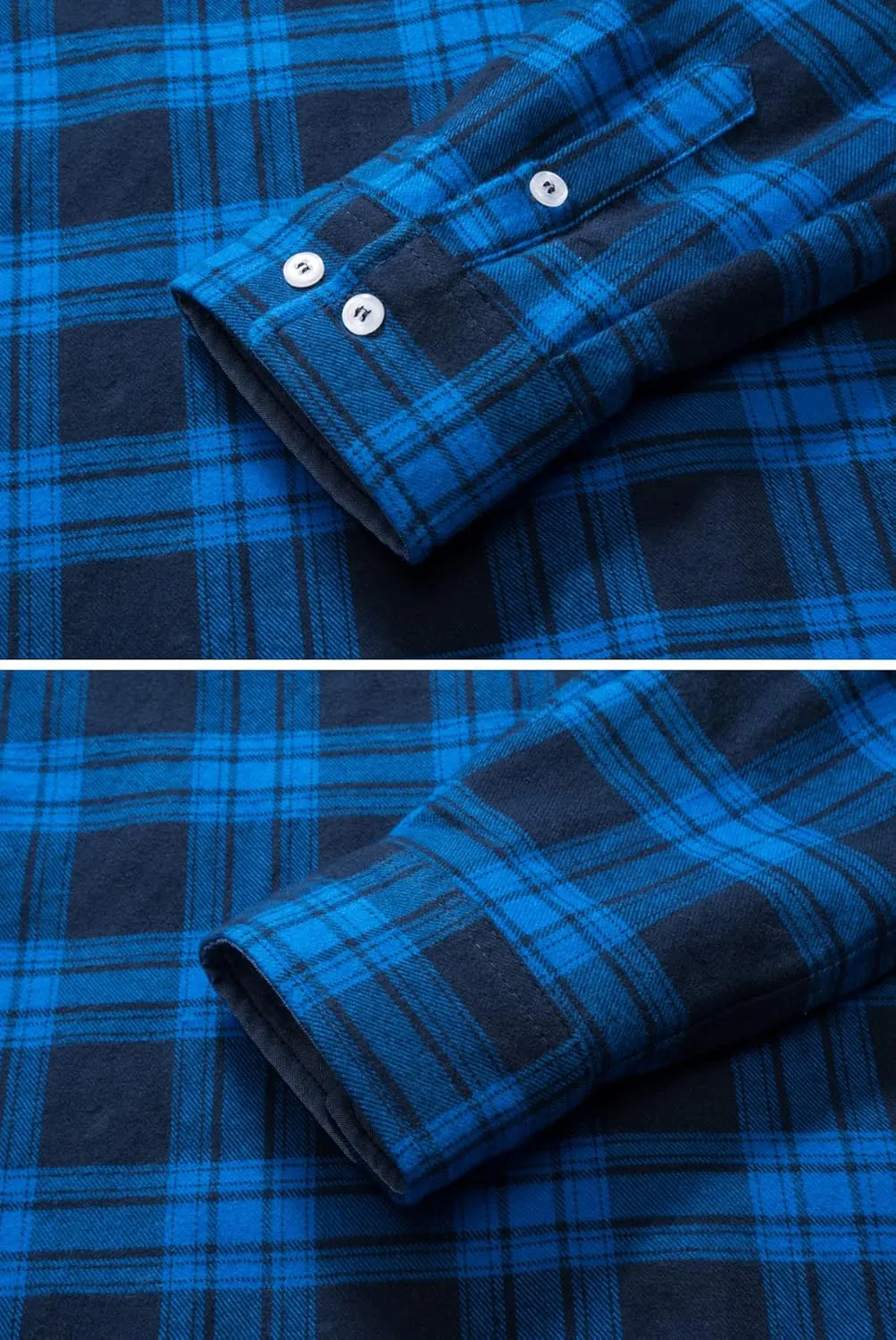 MAGCOMSEN Men's Flannel Shirts Cotton Long Sleeve Plaid Shirt Casual Fashion Button Up Shirts Jackets with 2 Pockets