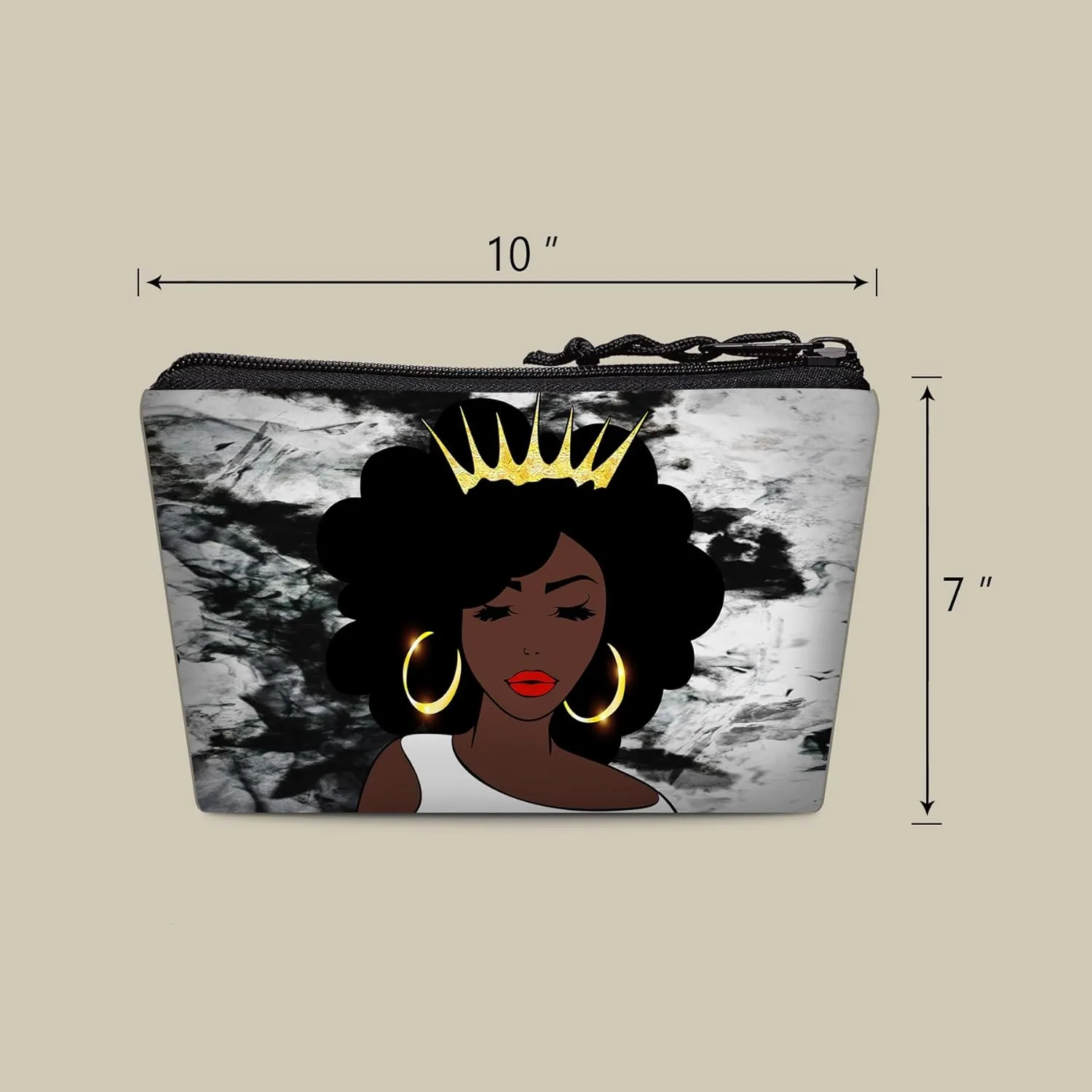 Makeup Bag Cosmetic Bag 2 Pieces for Women Travel Toiletry Bag Large Capacity Accessories Organizer Sassy Black Queen African American Ladies Gifts