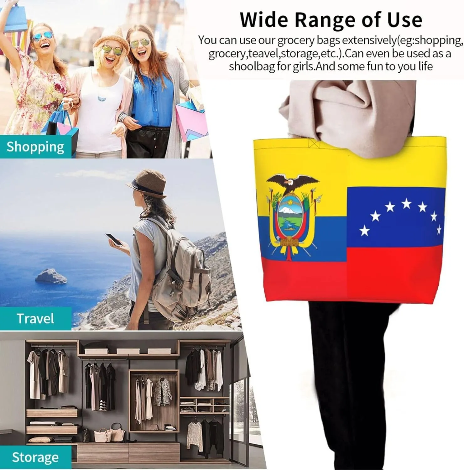 Marriage Colombian Married Flag Women's Tote Bag Large Capacity Single Shoulder Bags Handbag for Shopping Work
