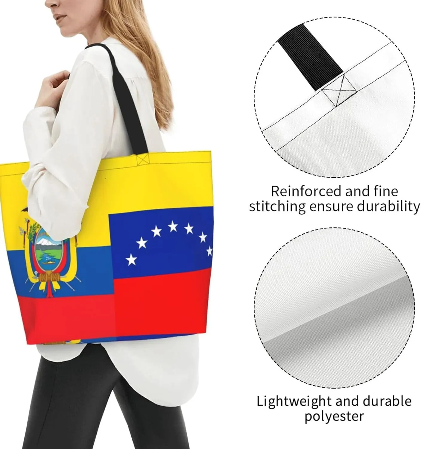 Marriage Colombian Married Flag Women's Tote Bag Large Capacity Single Shoulder Bags Handbag for Shopping Work