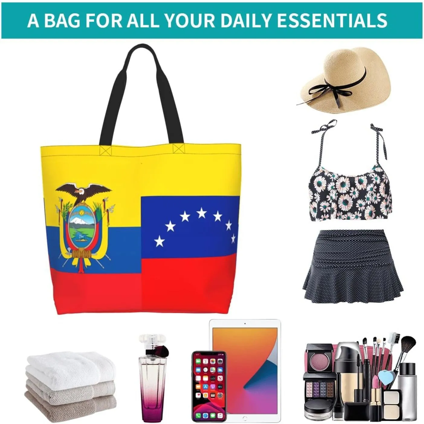 Marriage Colombian Married Flag Women's Tote Bag Large Capacity Single Shoulder Bags Handbag for Shopping Work