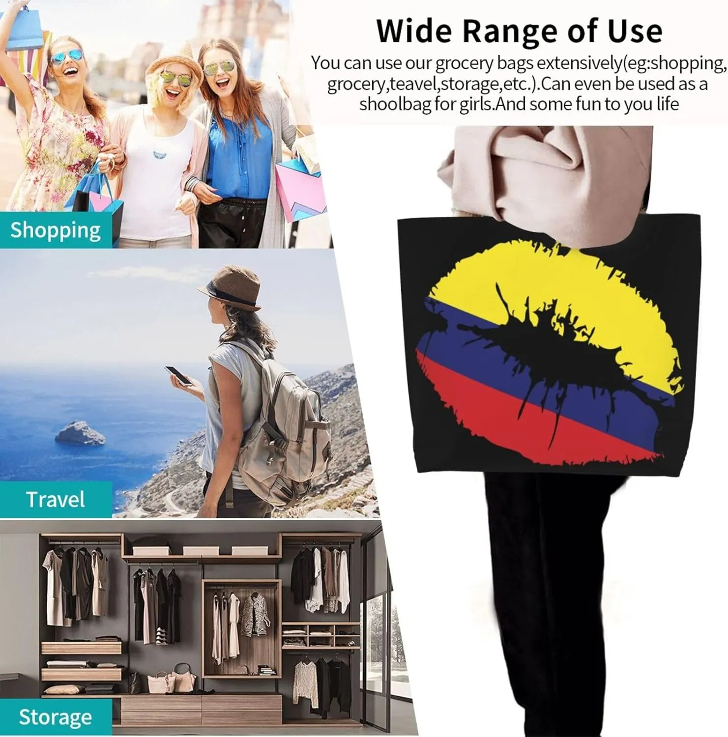 Marriage Colombian Married Flag Women's Tote Bag Large Capacity Single Shoulder Bags Handbag for Shopping Work
