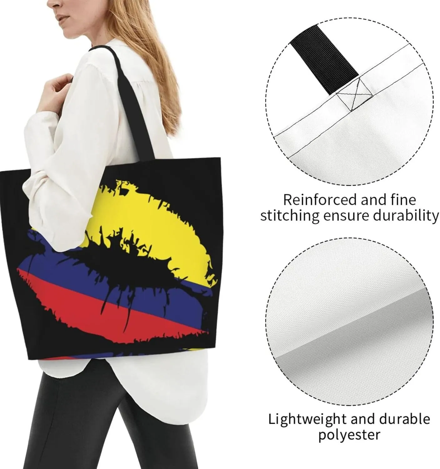 Marriage Colombian Married Flag Women's Tote Bag Large Capacity Single Shoulder Bags Handbag for Shopping Work