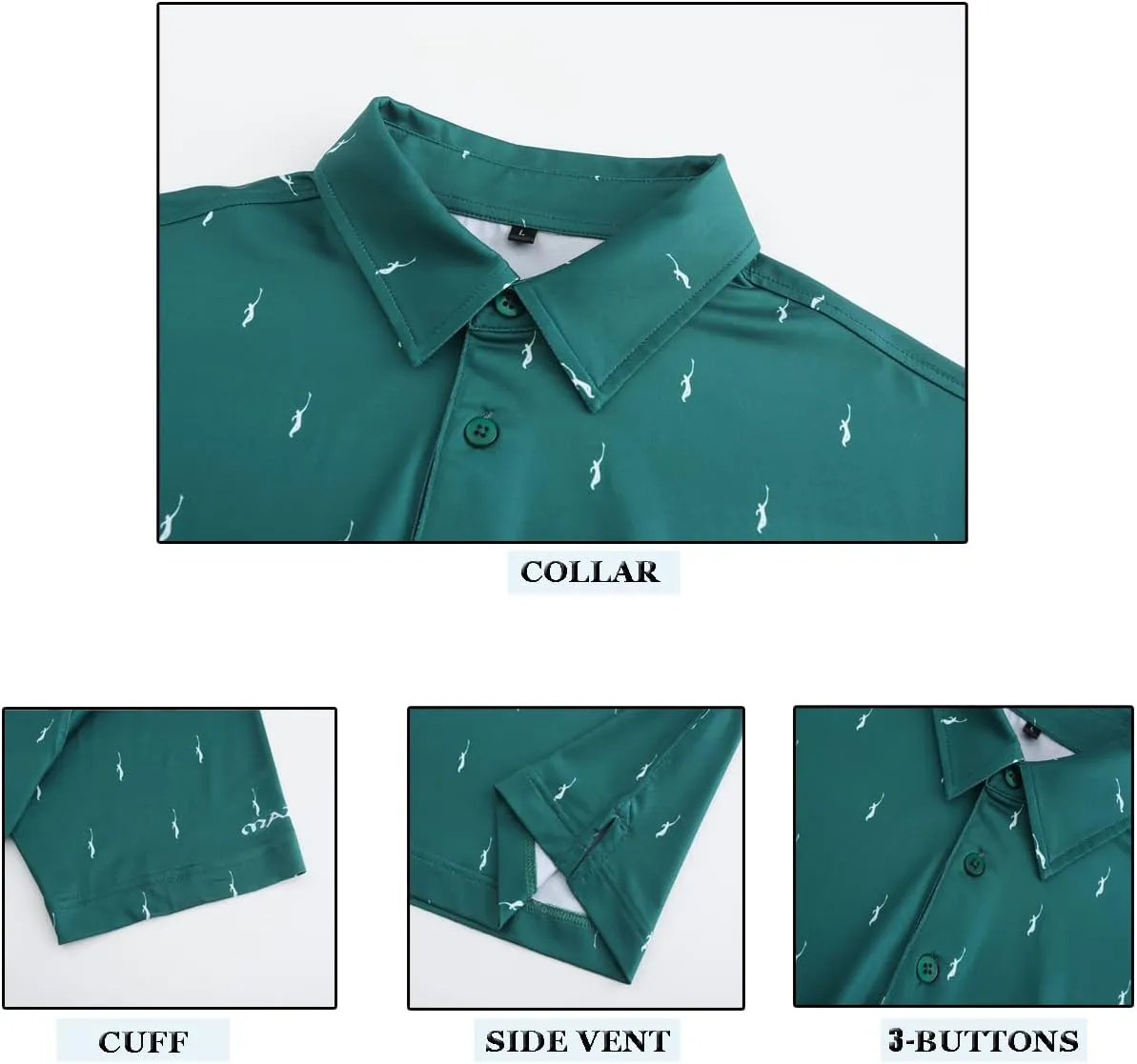 MAZEL Moisture Wicking Golf Polo Shirts for Men Dry Fit Performance Print Short Sleeve Golf Shirts