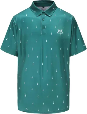 MAZEL Moisture Wicking Golf Polo Shirts for Men Dry Fit Performance Print Short Sleeve Golf Shirts