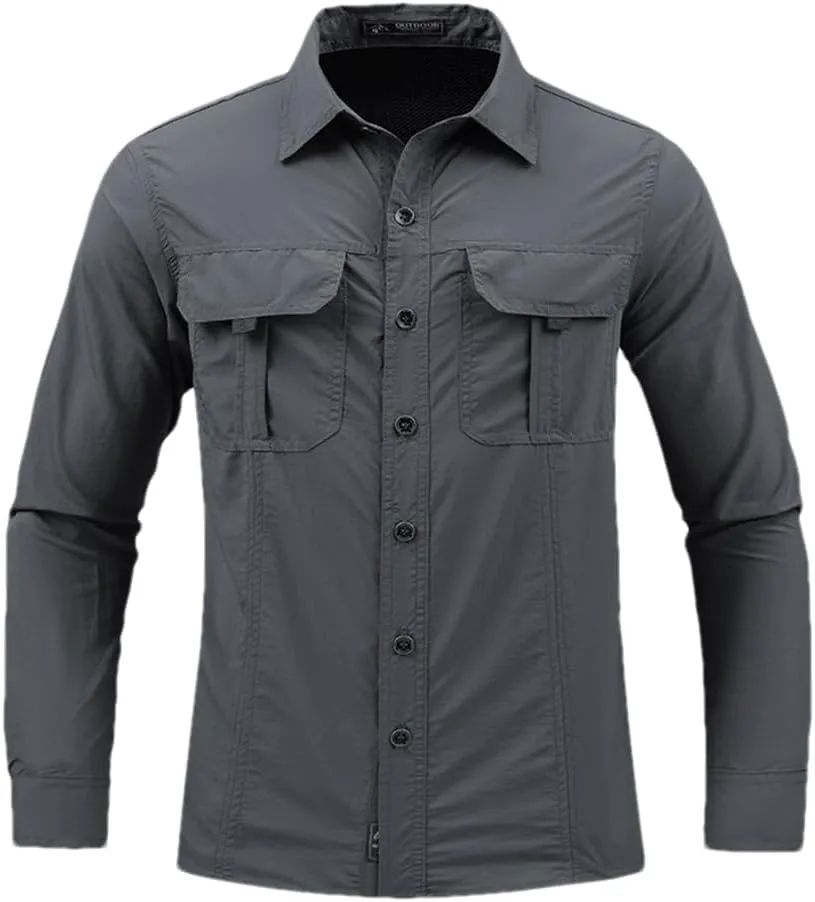 Men Tactical Military Shirts Lightweight Quick Dry Cargo Long Sleeve Combat Army Fishing Tops Shirts