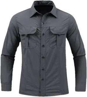 Men Tactical Military Shirts Lightweight Quick Dry Cargo Long Sleeve Combat Army Fishing Tops Shirts