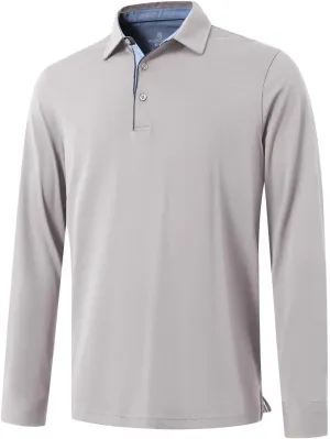 Men's Business Long and Short Sleeve Polo Shirts Mercerized Cotton Blend Casual Stylish Collared Shirts