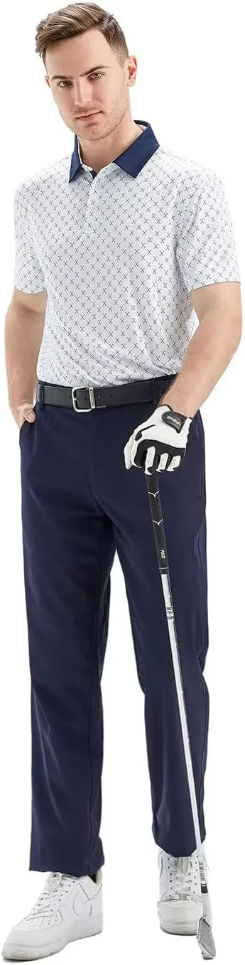 Mens Golf Shirts Short Sleeve Moisture Wicking Dry Fit Print Performance Athletic Casual Golf Polo Shirts for Men