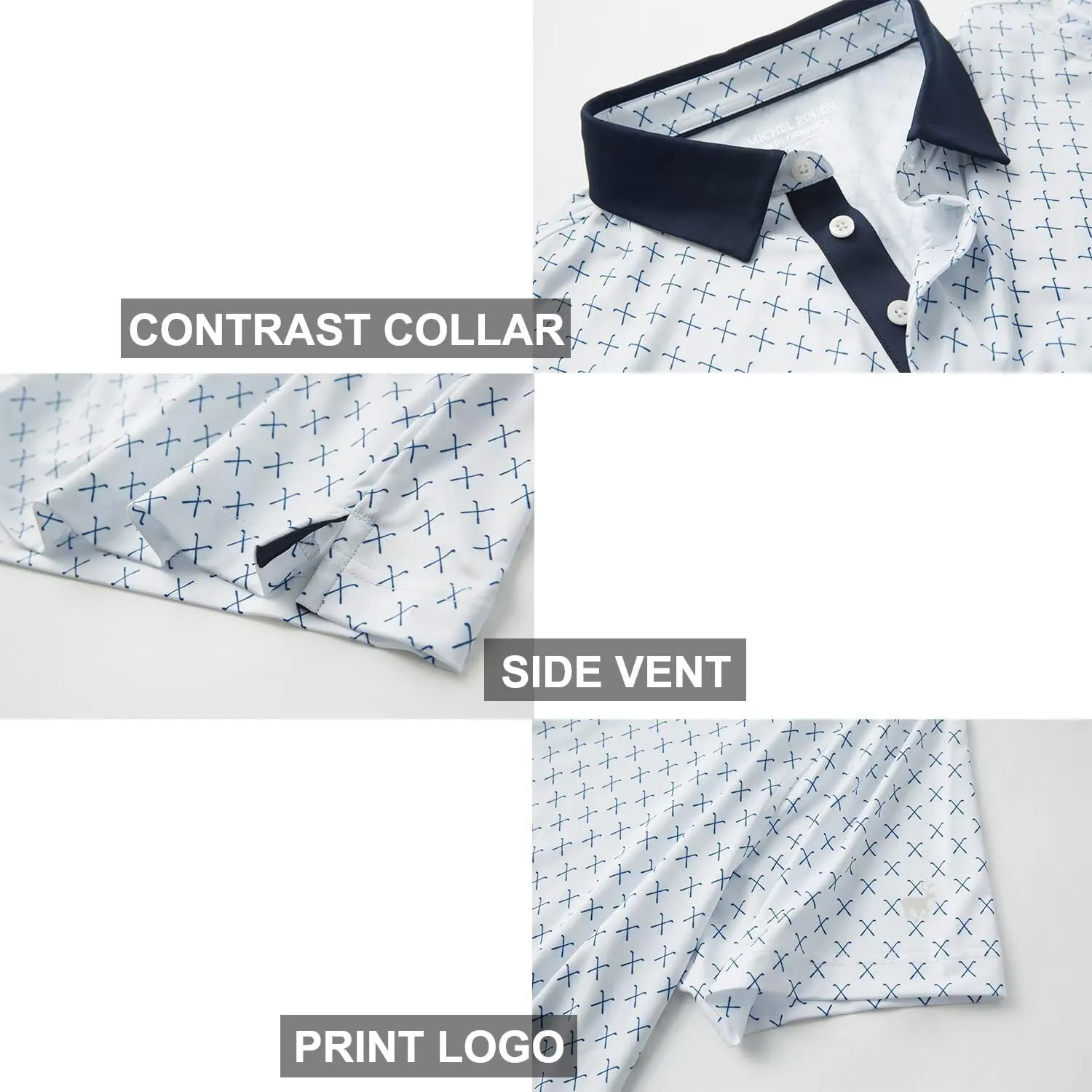 Mens Golf Shirts Short Sleeve Moisture Wicking Dry Fit Print Performance Athletic Casual Golf Polo Shirts for Men
