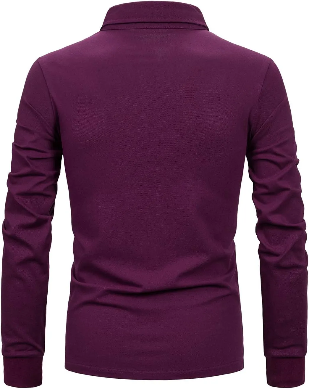 Men's Long Sleeve Polo Shirts Casual Fit Plaid Collar Cotton Golf T-Shirts