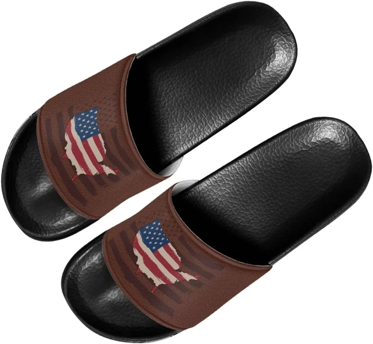 Mens Non-Slip EVA Slide Sandals Pool House Beach Footwear Comfy Open Toe Flat Shoes Single Band Slippers Slip On Shower Shoes With Soft Leather