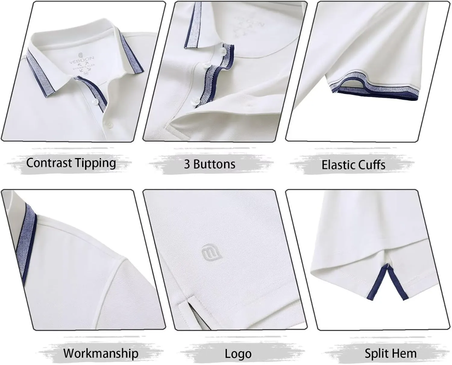 Men's Pique Polo Shirts Long Sleeve Cotton Blend Tipped Casual Collared Polo Shirts Business Classic Fit