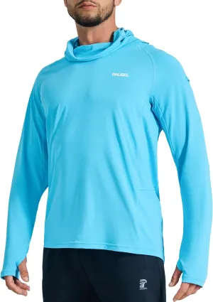 Men's Sun Protection Fishing Shirts UPF 50  Lightweight Hoodie Long Sleeve UV SPF Hooded Shirts with Mask Rash Guard