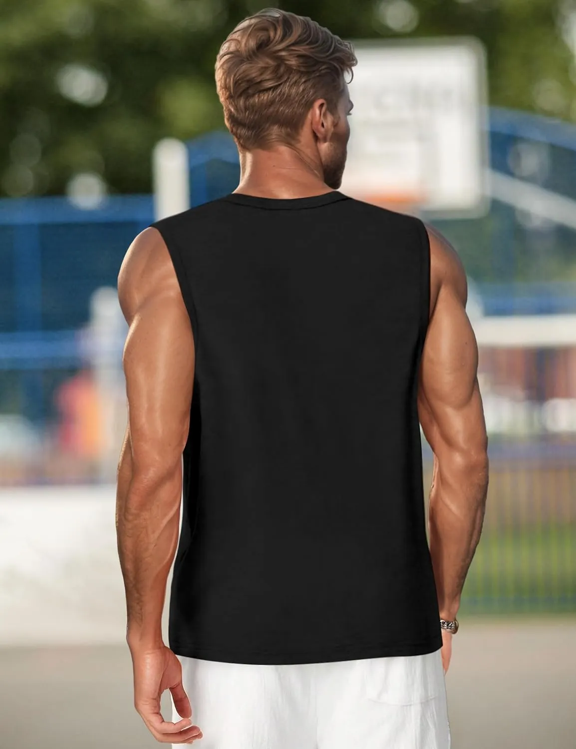 Men's Tank Tops Graphic Tank Tops for Men Summer Hawaiian Palm Tree Sleeveless Muscle Gym Shirt Mens Beach Tank Tops