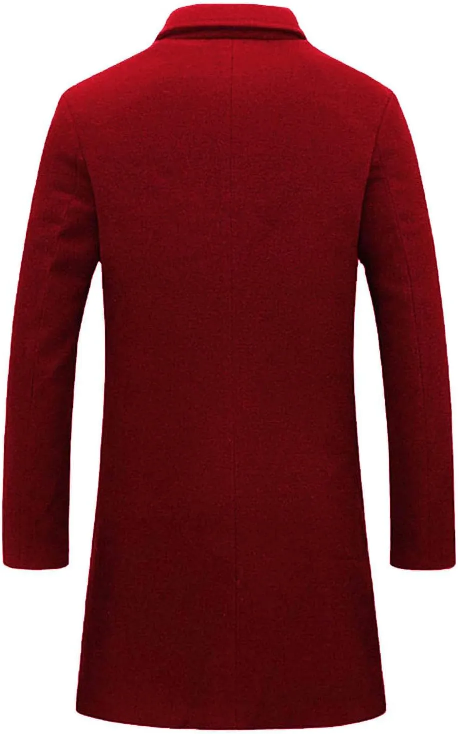 Men's Wool Blend Trench Coat Notched Lapel Collar Single Breasted Overcoat Slim Fit Warm Business Work Long Pea Coat
