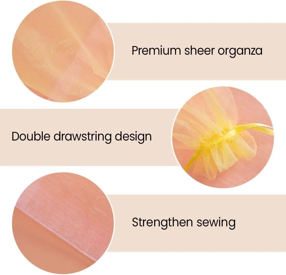 Meowoo 12PCS Big Organza Bags, 12x16in Big Mesh Bags Drawstring, Mesh Gift Bags Drawstring for Shoes, gift bags, home storage, Christmas, gardening, dolls(mixedcolor)