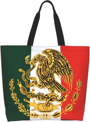 Mexico Mexican Eagle Flag Women's Tote Bag Large Capacity Single Shoulder Bags Handbag for Shopping Work