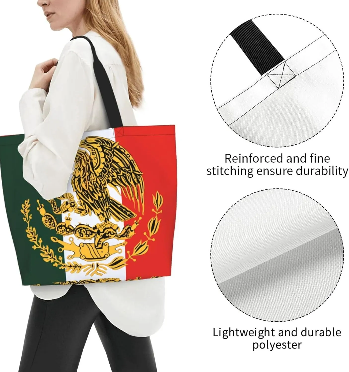 Mexico Mexican Eagle Flag Women's Tote Bag Large Capacity Single Shoulder Bags Handbag for Shopping Work