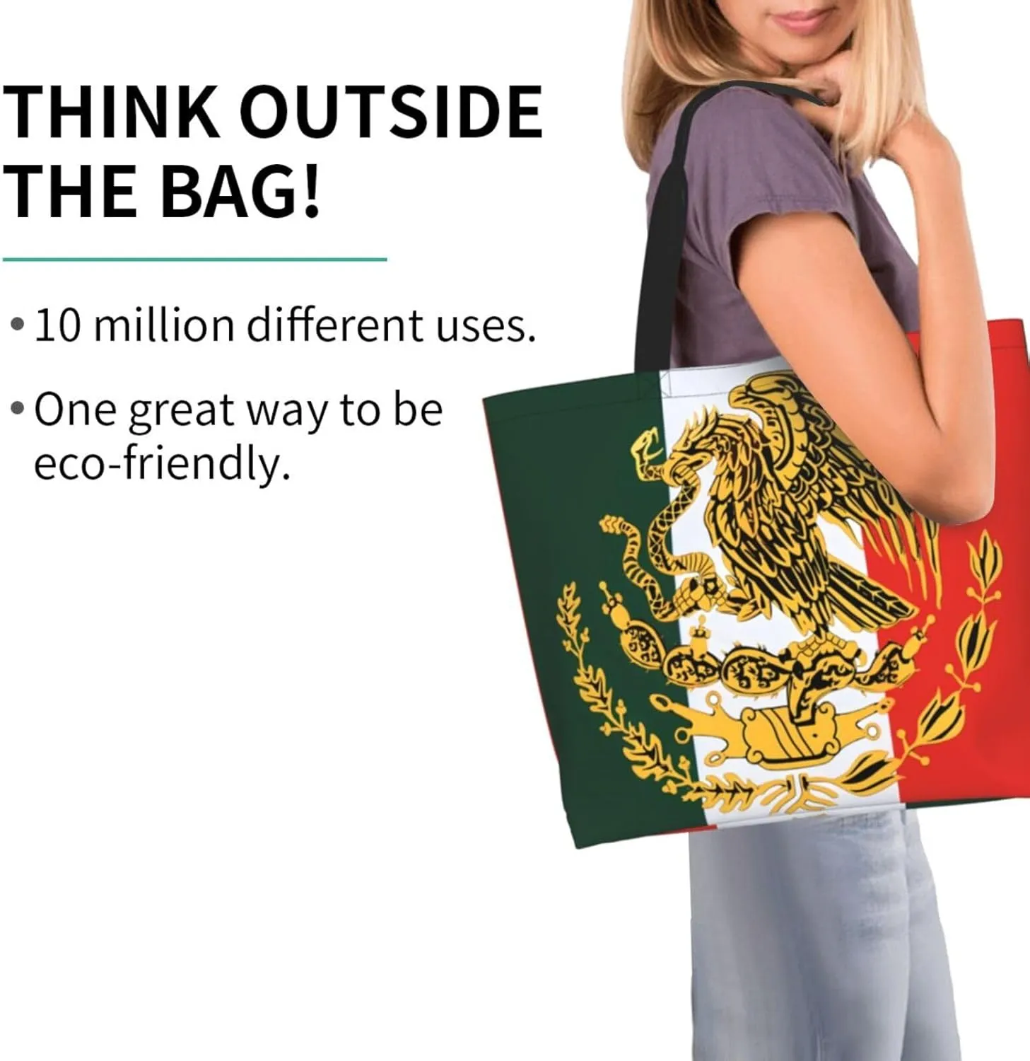 Mexico Mexican Eagle Flag Women's Tote Bag Large Capacity Single Shoulder Bags Handbag for Shopping Work