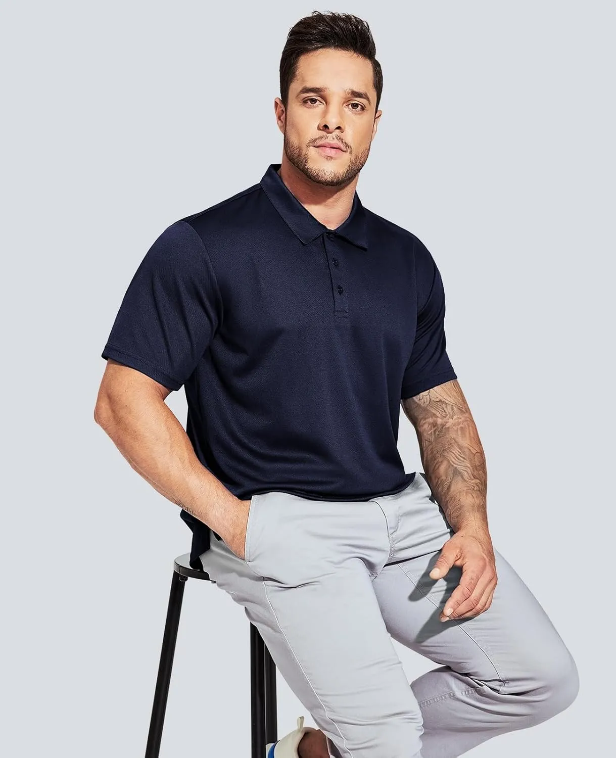 MIER Men's Quick Dry Polo Shirts Polyester Casual Collared Shirts Short Sleeve, Moisture-Wicking, Sun Protection