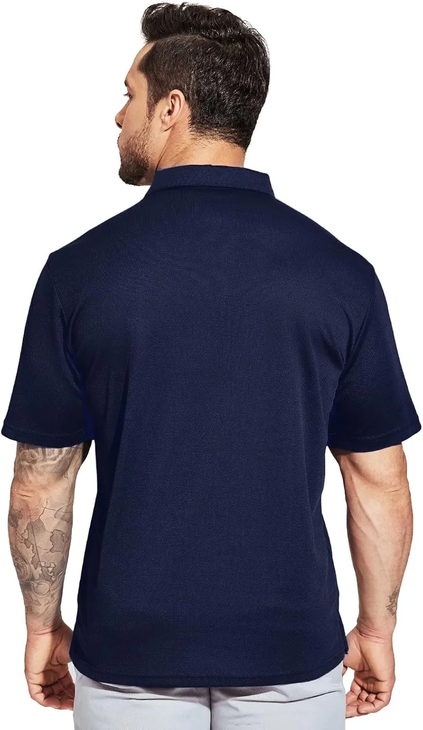 MIER Men's Quick Dry Polo Shirts Polyester Casual Collared Shirts Short Sleeve, Moisture-Wicking, Sun Protection