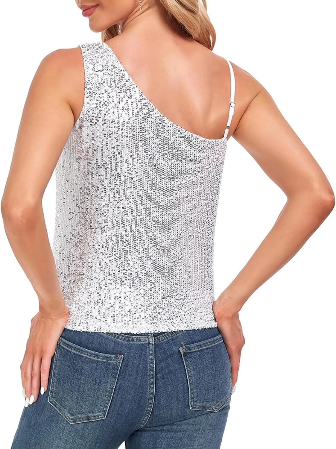 MINTLIMIT Women's Sequin Tops Sleeveless Sparkle Shimmer Camisole Glitter Tank Tops Cocktail Club Party Vest