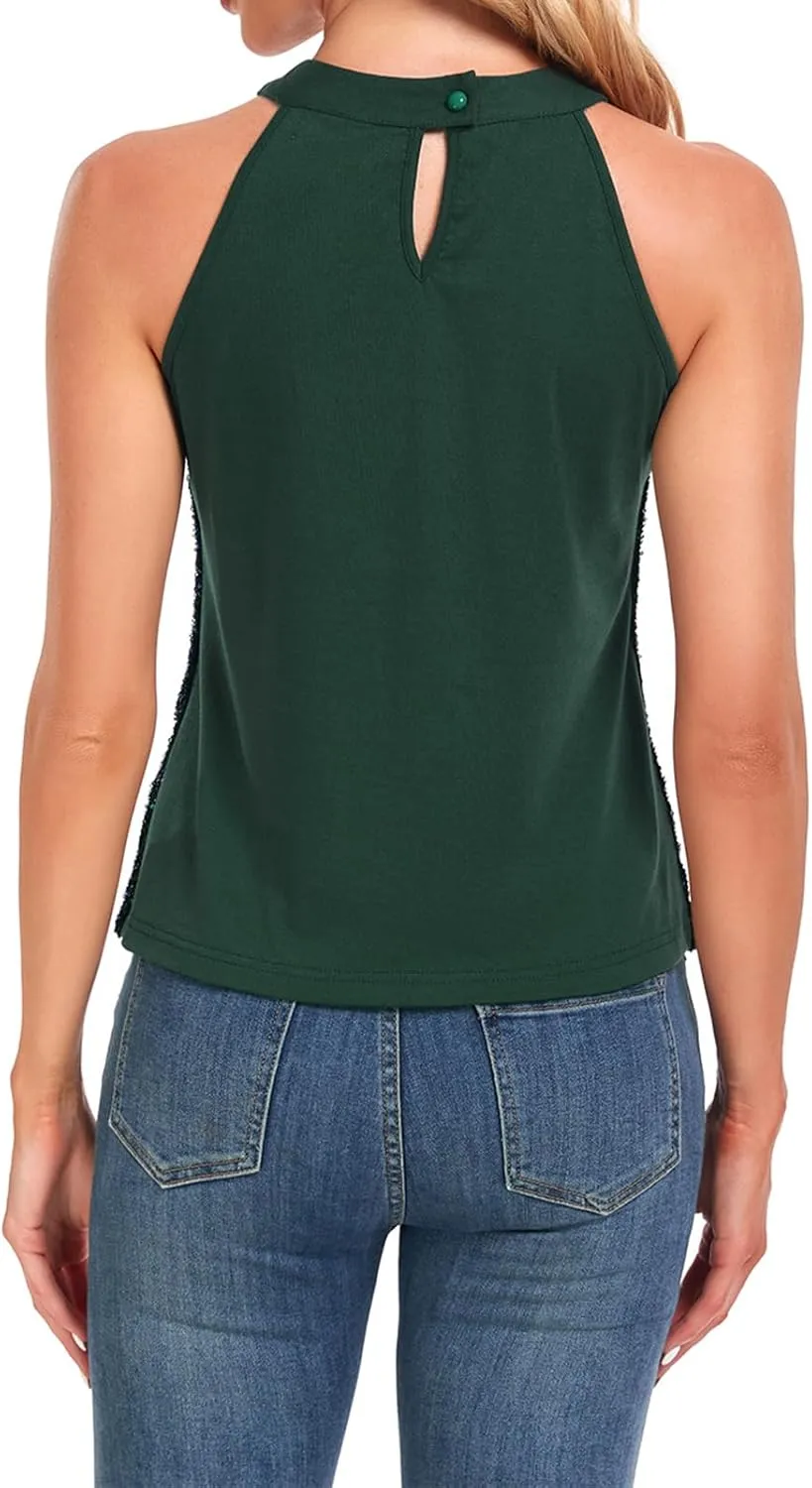 MINTLIMIT Women's Sequin Tops Sleeveless Sparkle Shimmer Camisole Glitter Tank Tops Cocktail Club Party Vest