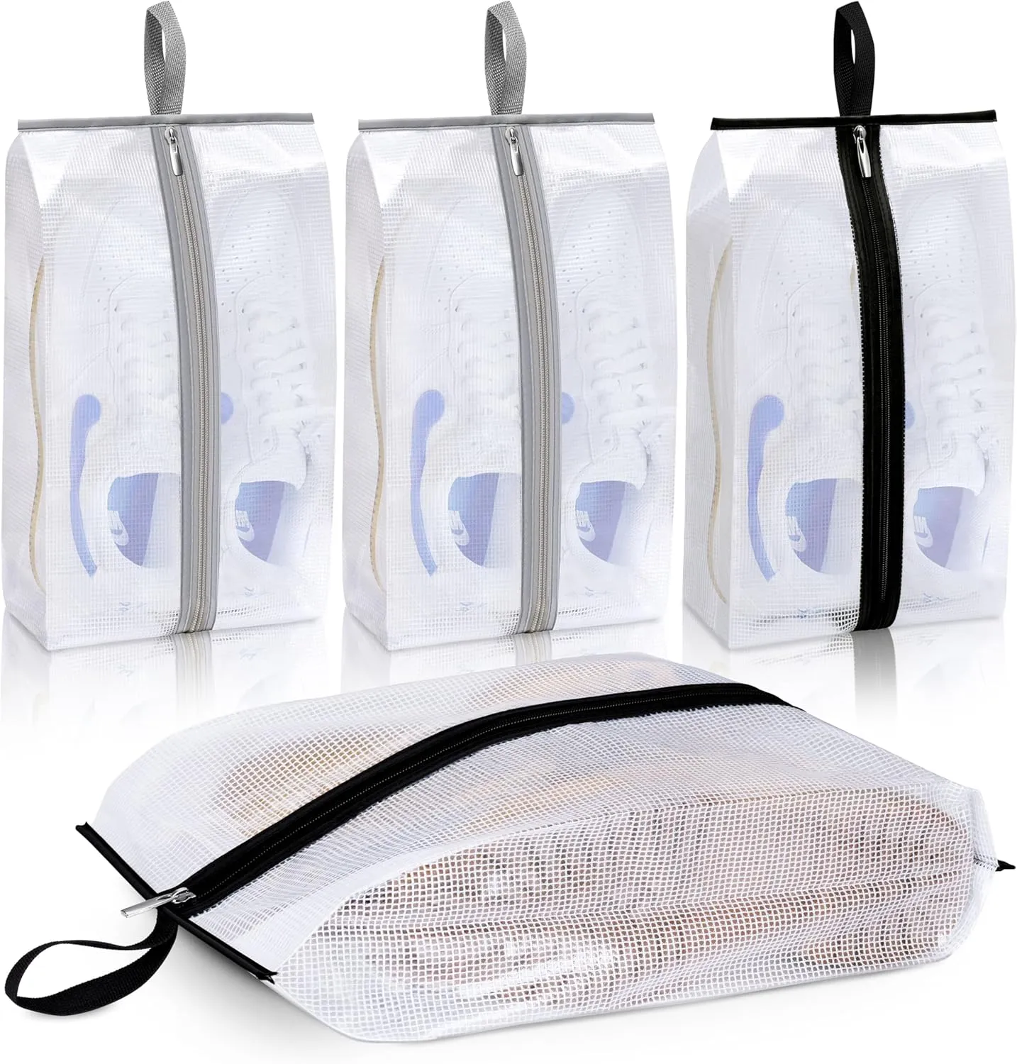 MISSLO Waterproof Shoe Bags for Travel 4 Pack XX-Large Shoe Storage Bag Clear Sneaker Pouch Portable Boots Organizer with Sturdy Zipper for Men & Women