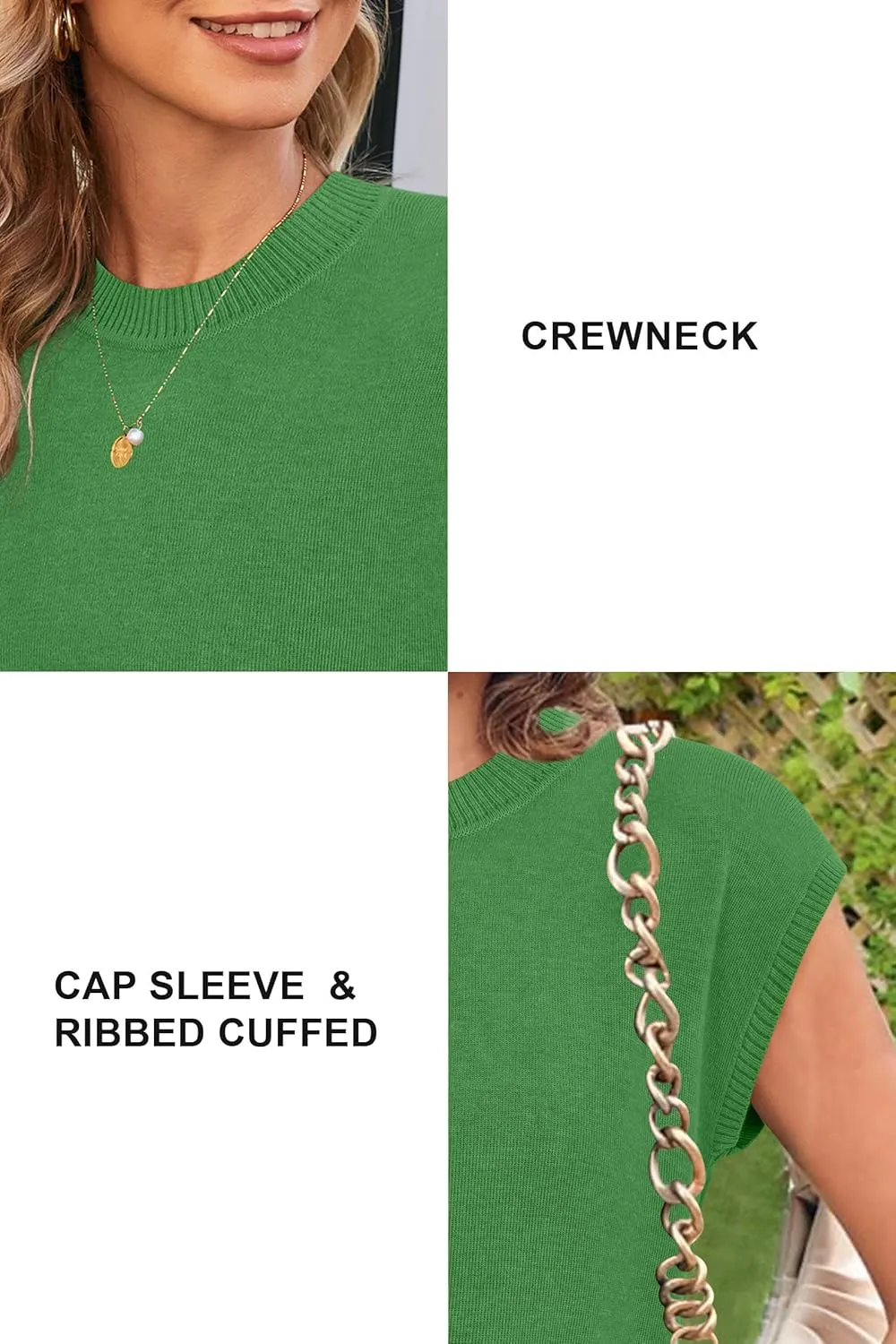 Newshows Womens 2024 Summer Tops Spring Sweater Vest Cap Sleeve Crewneck Business Casual Outfits Knit Dressy Shirts Trendy