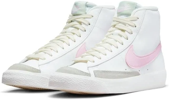 Nike Blazer Mid '77 Big Kids' Shoes (DA4086-106, Summit White/Coconut Milk/Honeydew/Pink Foam) Size 3.5