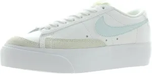 Nike Womens Blazer Low Platform DJ0292-112 Shoes 'Blue Tint/Lemon-Twist'