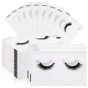 Noverlife 100PCS Eyelash Makeup Bags - Waterproof Plastic Makeup Bags with Zipper, Toiletry Pouch Cosmetic Bags for Clients