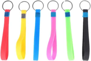 NUOBESTY 6Pcs Keychain Strap Wristlet Wrist Lanyard Keychain Silicone Rubber Key Rings Keyrings Accessories