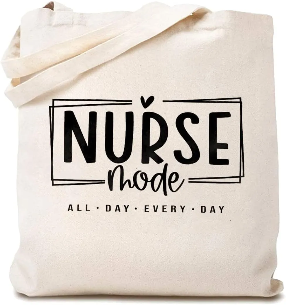 Nurse Life Canvas Tote Bags for Women Nurse Mode Shoulder Bags Reusable Shopping Bags Gifts for Nurse