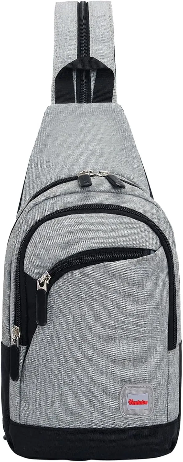 Nylon Pack Trendy Zipper Sling Bag For Outdoor Sports Shoulder Bag Sports Chest Bags Backpack over The (F, One Size)