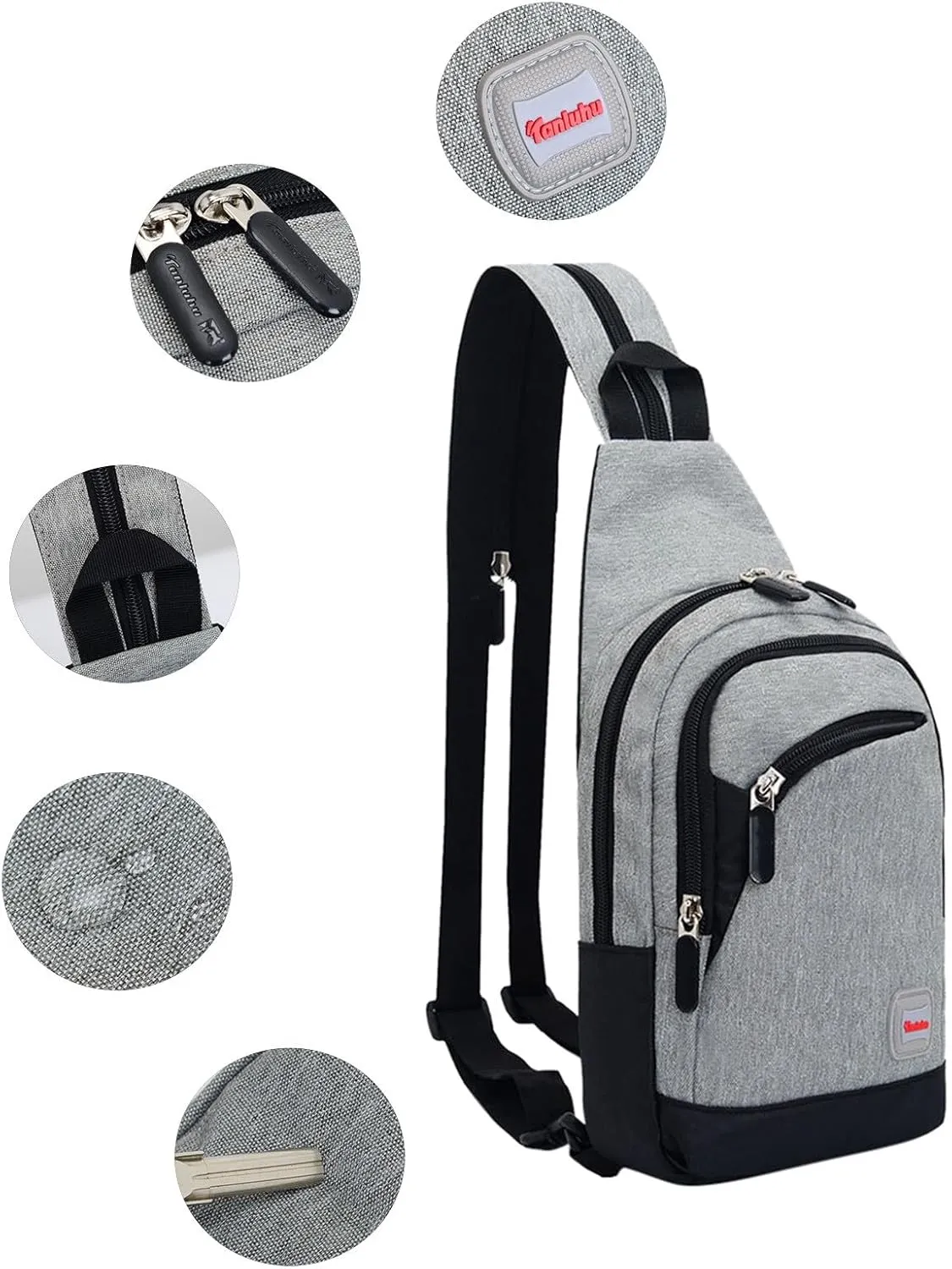 Nylon Pack Trendy Zipper Sling Bag For Outdoor Sports Shoulder Bag Sports Chest Bags Backpack over The (F, One Size)