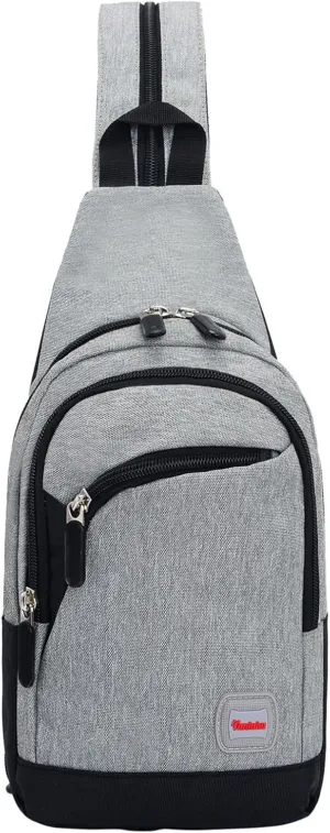 Nylon Pack Trendy Zipper Sling Bag For Outdoor Sports Shoulder Bag Sports Chest Bags Backpack over The (F, One Size)