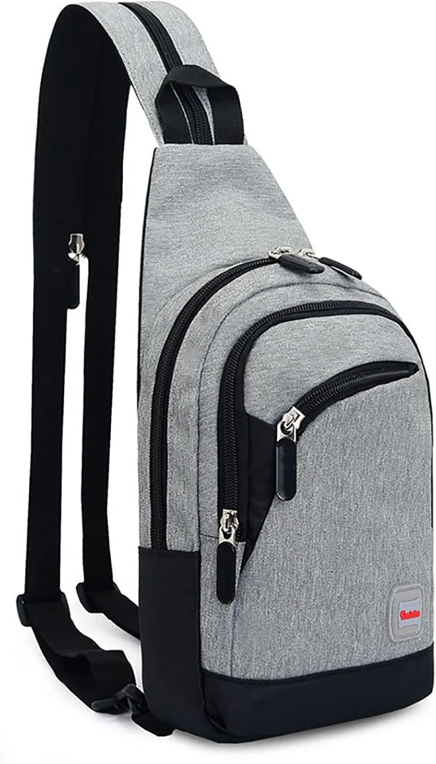 Nylon Pack Trendy Zipper Sling Bag For Outdoor Sports Shoulder Bag Sports Chest Bags Backpack over The (F, One Size)