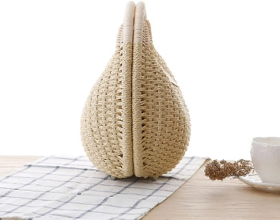 OEIPSMK Lady's Stylish Shell Shape Straw Tote Handbag Rattan Beach Bag (Beige)