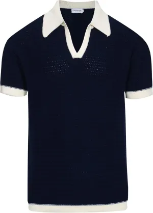 OXKNIT Mens Knit Polo Shirts Vintage Short Sleeve Golf Shirts Textured Retro Poloshirt White V-Neck