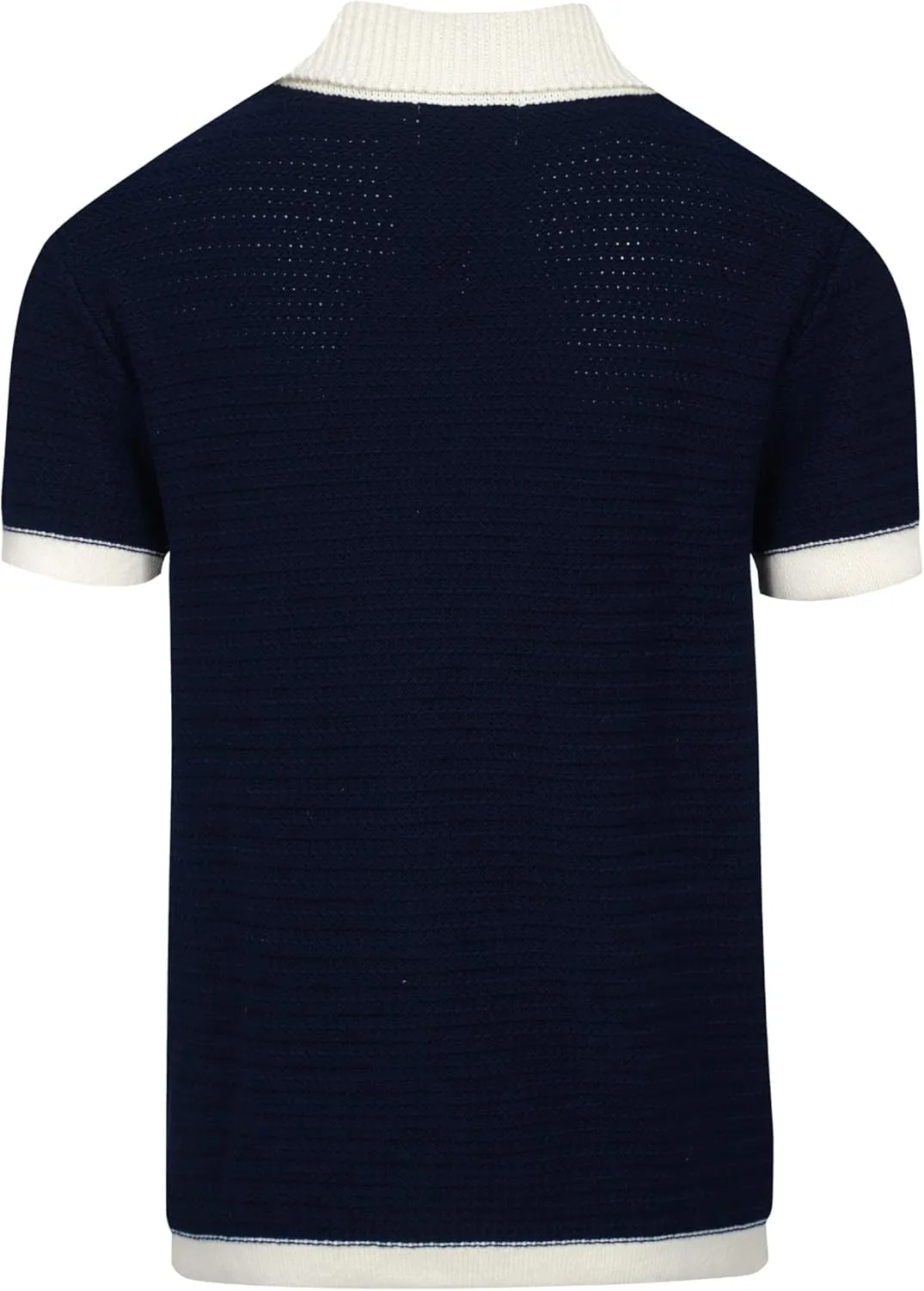 OXKNIT Mens Knit Polo Shirts Vintage Short Sleeve Golf Shirts Textured Retro Poloshirt White V-Neck